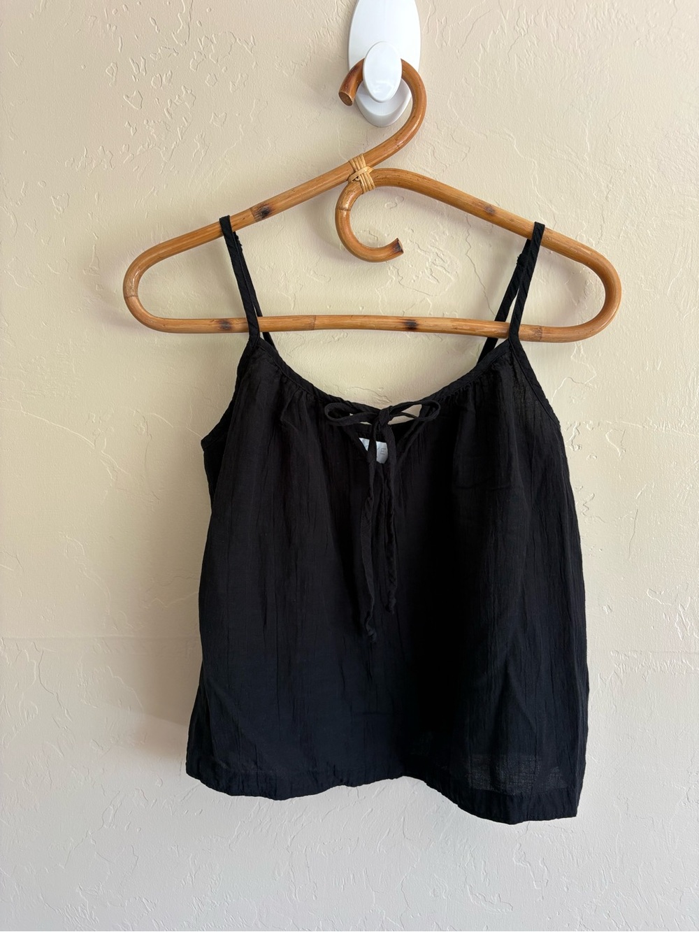 Gap Linen Cotton Blend Crinkle Cami Tank Top Black Size Small Loose Fit Crop